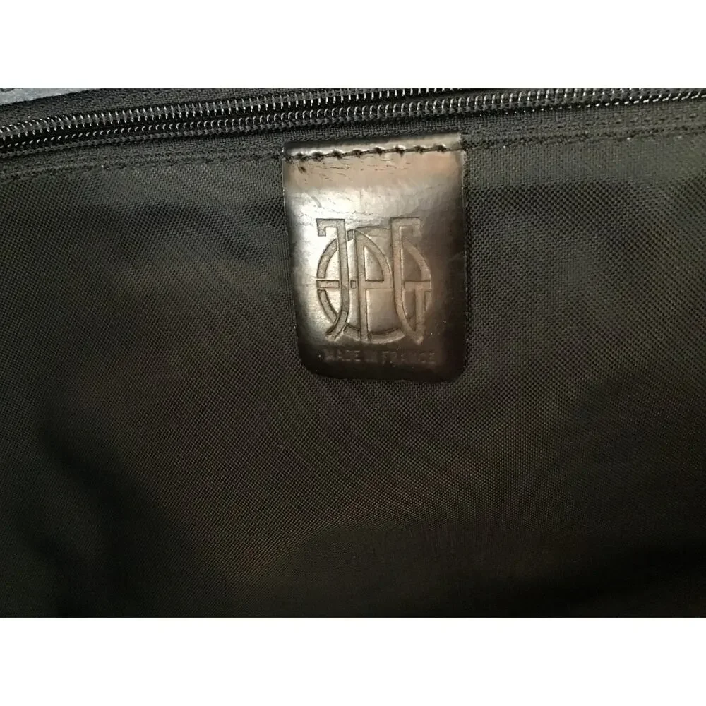 Jean Paul GAULTIER Logo Embossed Black Leather Flap Messenger Bag